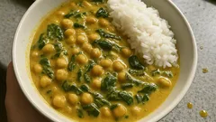 Curry de garbanzos y espinacas cremoso: fácil, nutritivo y perfecto con arroz