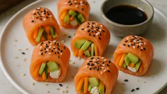 Sushi sin arroz con salmón: rollitos frescos y ligeros listos en minutos
