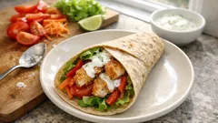 Wrap saludable de pollo empanizado: crujiente, fresco y listo para cualquier comida